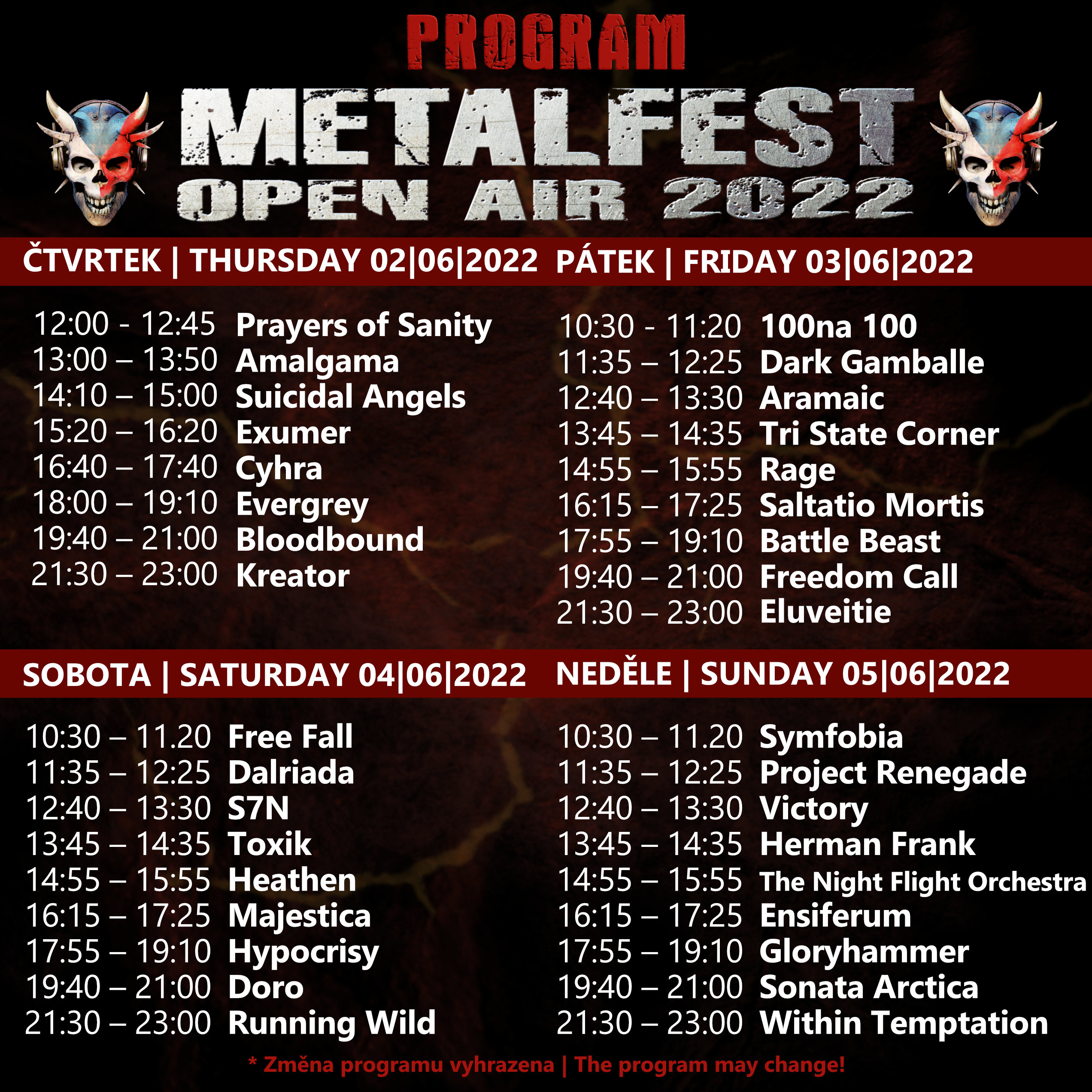 METALFEST en Pilsen revela el horario del lineup y método de pago en el festival METALFEST en Pilsen revela el horario del lineup y método de pago en el festival