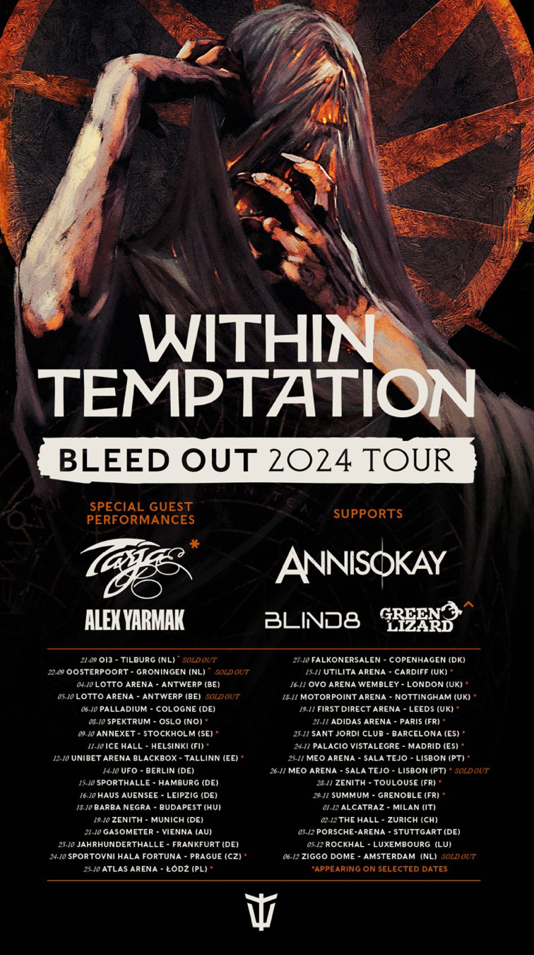WITHIN TEMPTATION ANUNCIAN ARTISTAS INVITADOS PARA LA GIRA ‘BLEED OUT 2024 TOUR’