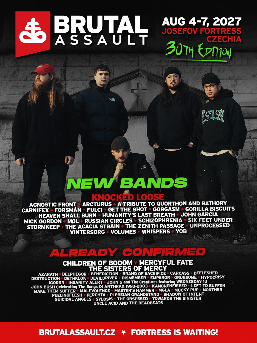Brutal Assault anuncia 26 nuevas bandas para su 30° aniversario: Knocked Loose encabeza una aplastante oleada de hardcore, death metal y vanguardia Brutal Assault anuncia 26 nuevas bandas para su 30° aniversario: Knocked Loose encabeza una aplastante oleada de hardcore, death metal y vanguardia